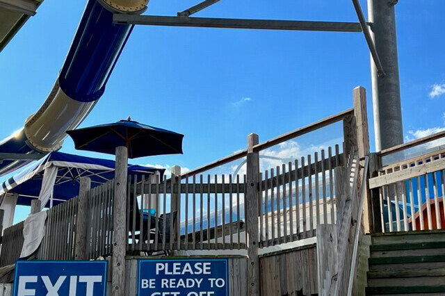 Worcester cabana deck beside the waterslides at Breakwater Beach