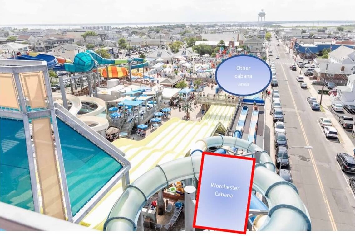 View of the Seaside Heights boardwalk from the Worcester cabana