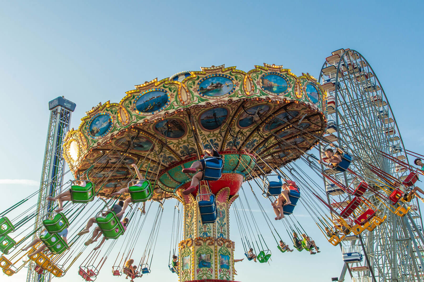 Wave Swinger and Ferris Wheel at the Seaside Heights amusement park