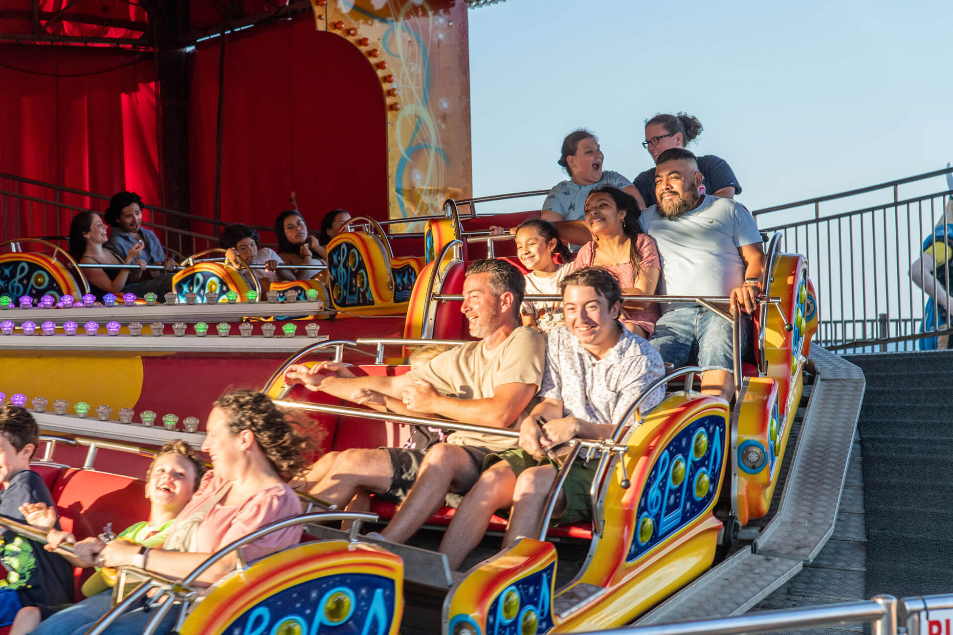 Riders on a Casino Pier ride